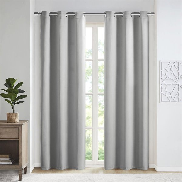 Sun Smart Gray 100 Percent Polyester Solid Thermal Panel - Set of 2 SS40-0148